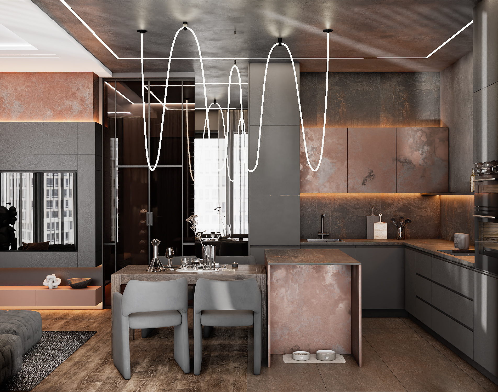 Квартира в Москве 80 кв м в темных тонах