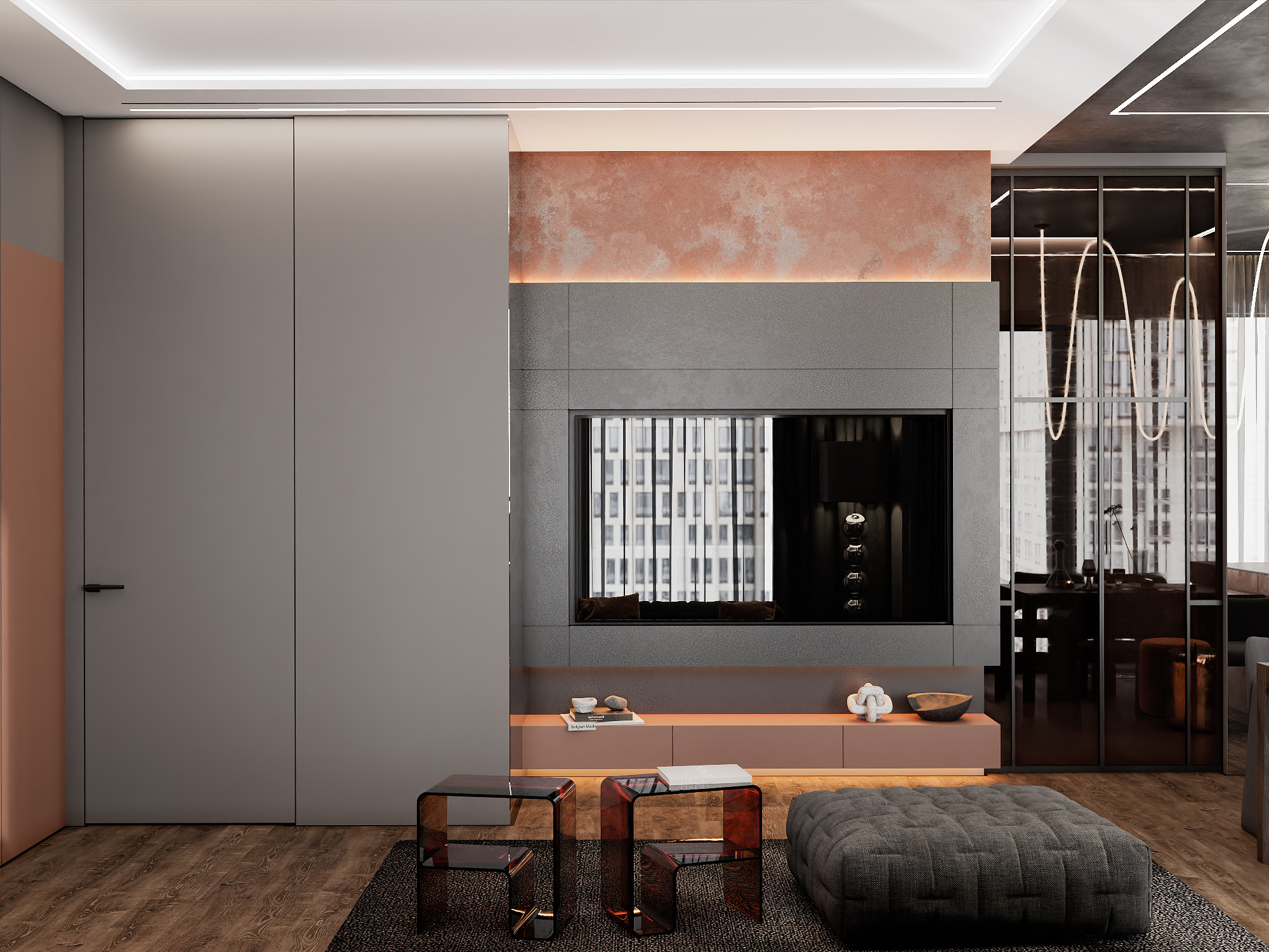 Квартира в Москве 80 кв м в темных тонах