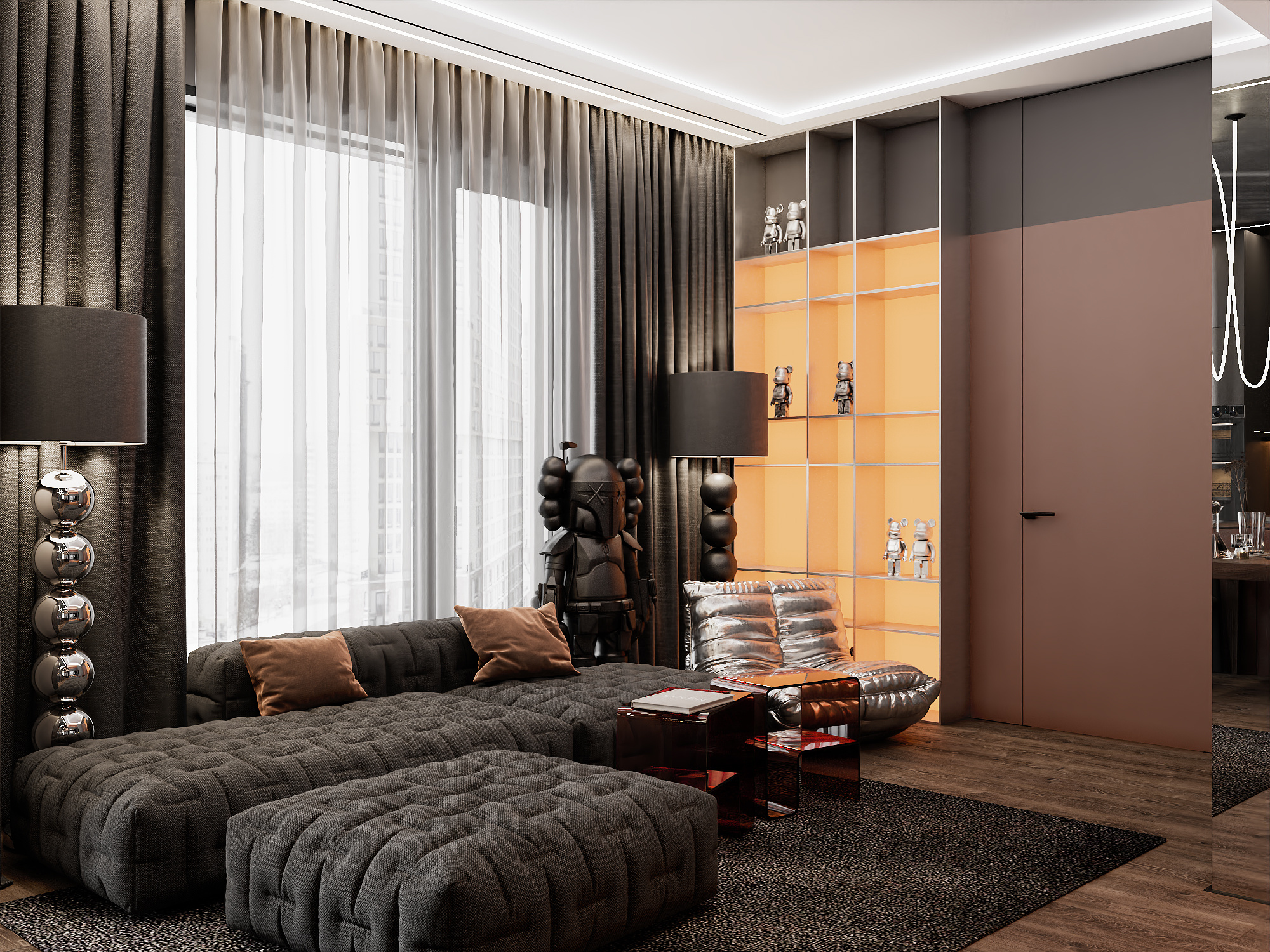 Квартира в Москве 80 кв м в темных тонах