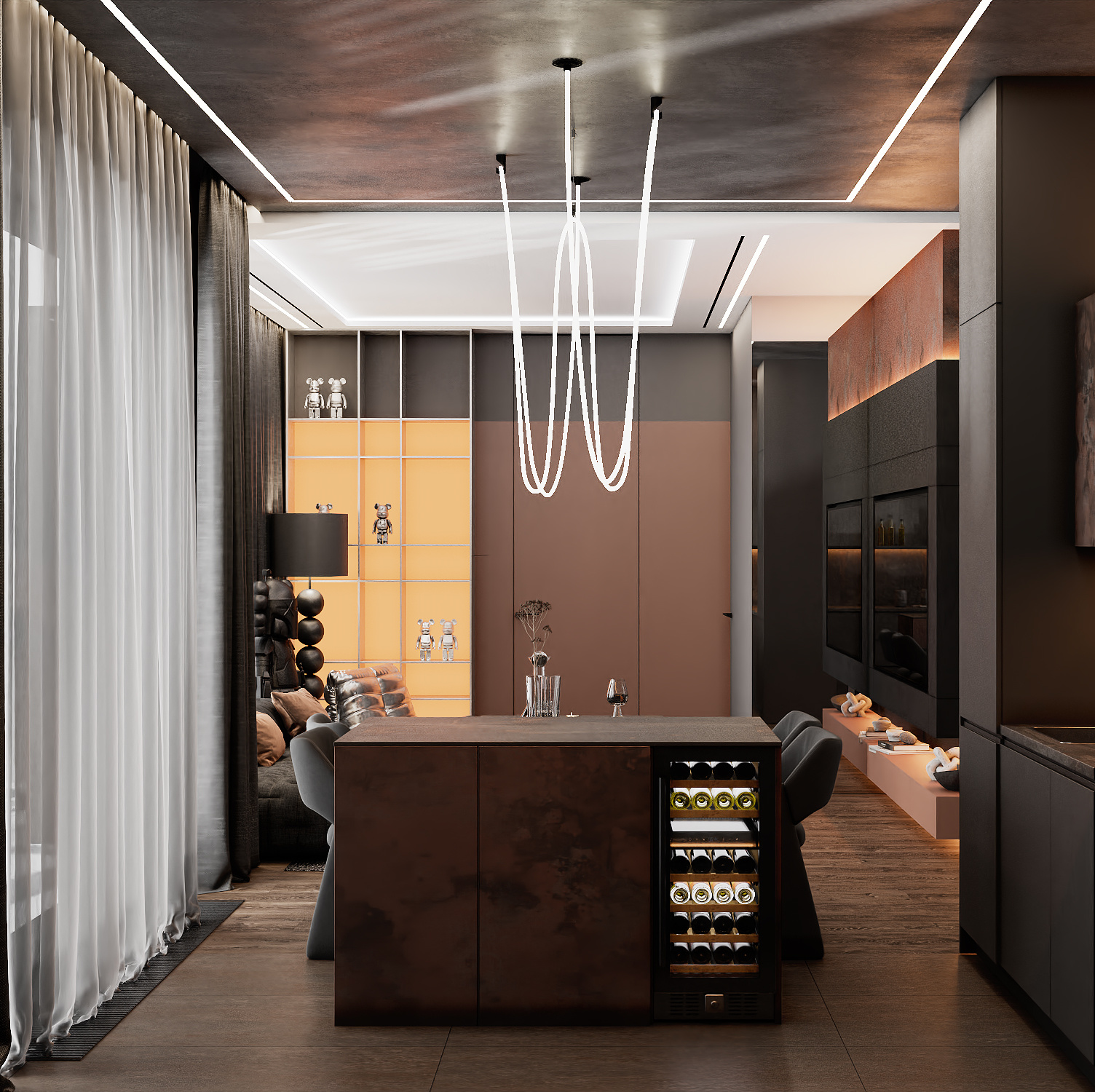 Квартира в Москве 80 кв м в темных тонах