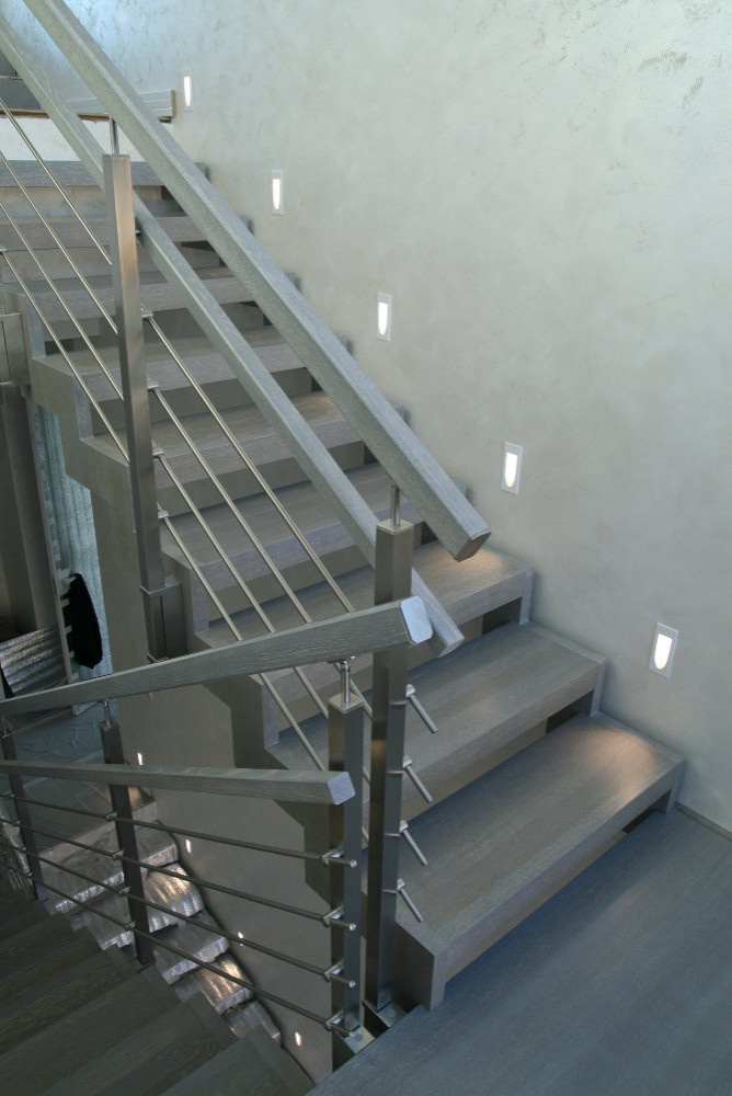 Обложка проекта: Modern metal stair covered by patina oak
