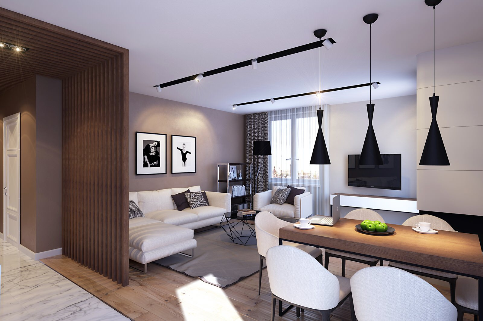 The apartment made of natural stuff on Bogatyrskiy