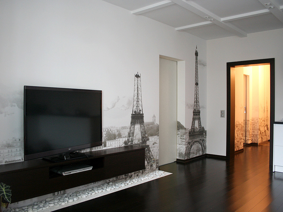 Интерьер зала с фотообоями