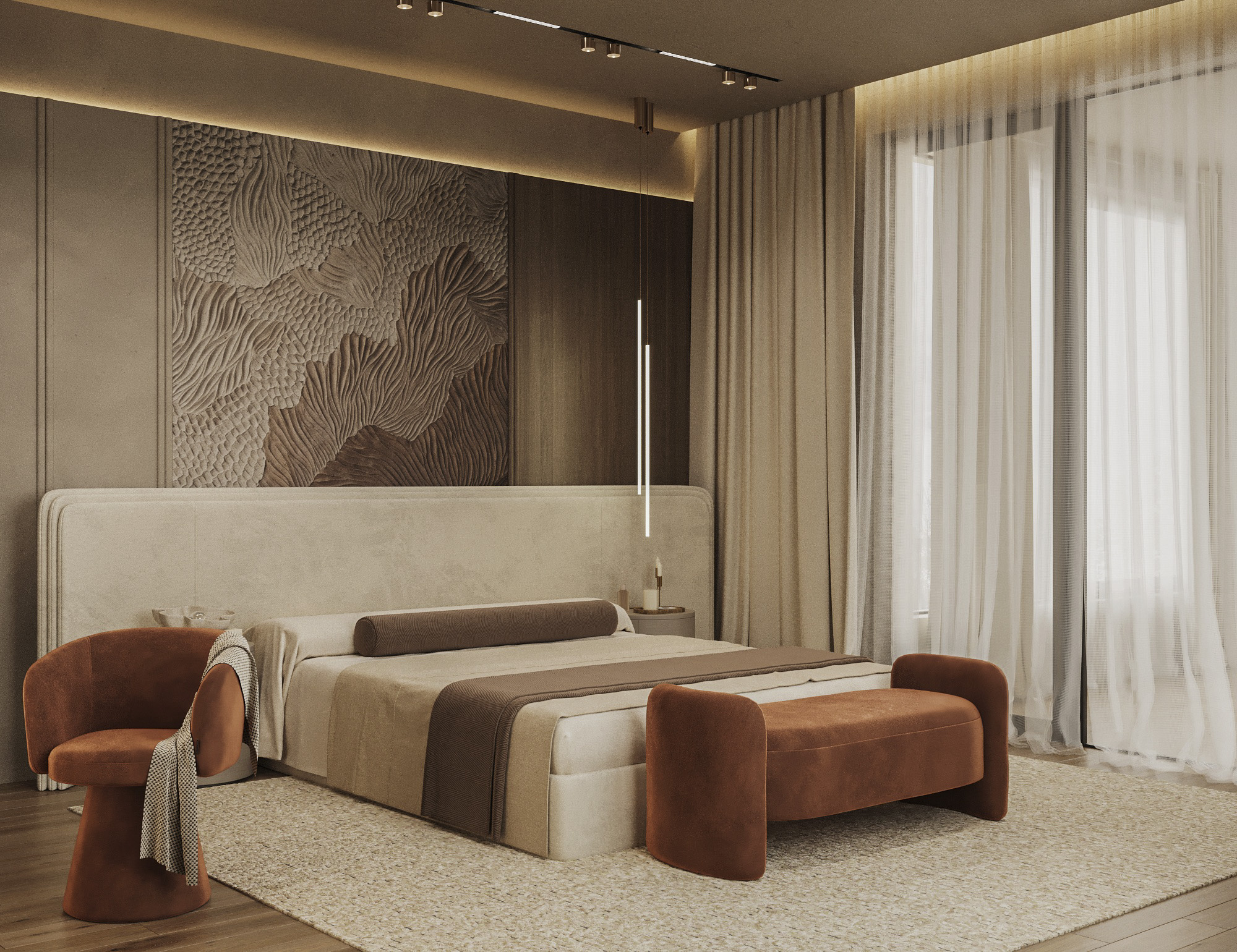 Мастер спальня в коттедже Кратово