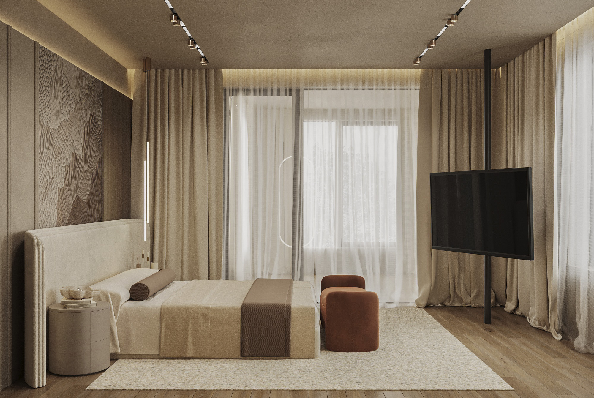 Мастер спальня в коттедже Кратово