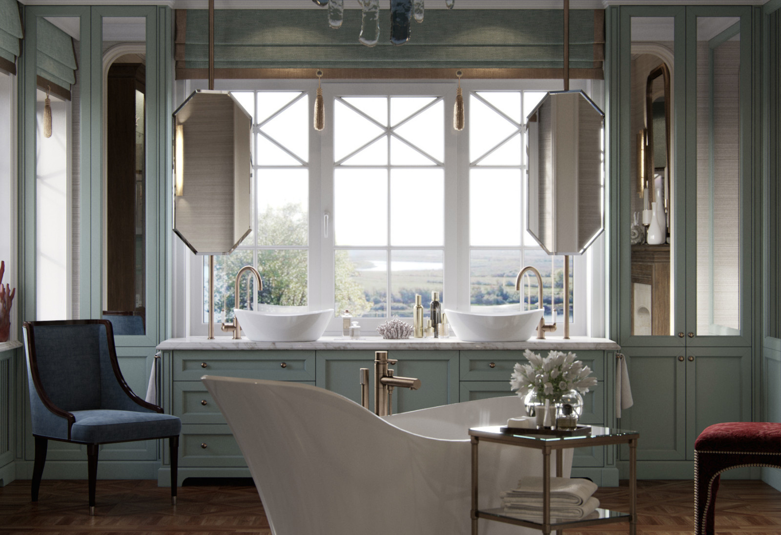 Проект большой ванной комнаты в загородном доме