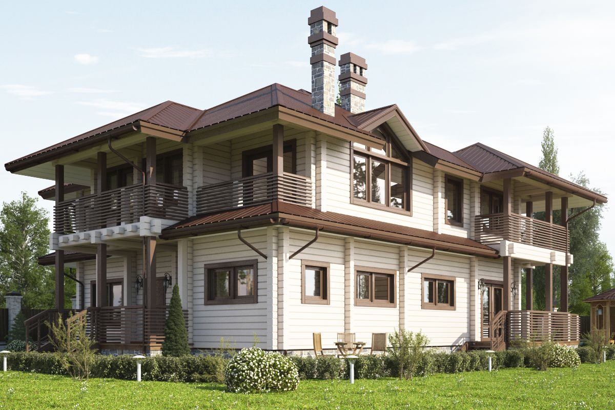 Обложка проекта: Дом из клеёного бруса Neoclassical Style 250