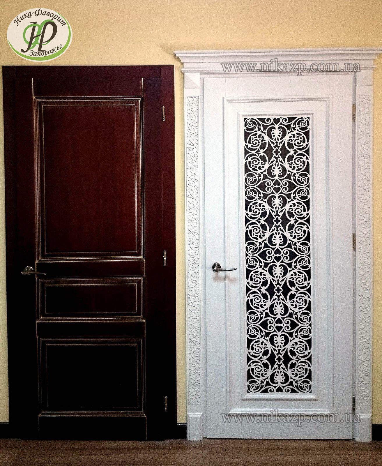 Elite custom wooden doors with decors.  Элитные деревянные двери на заказ