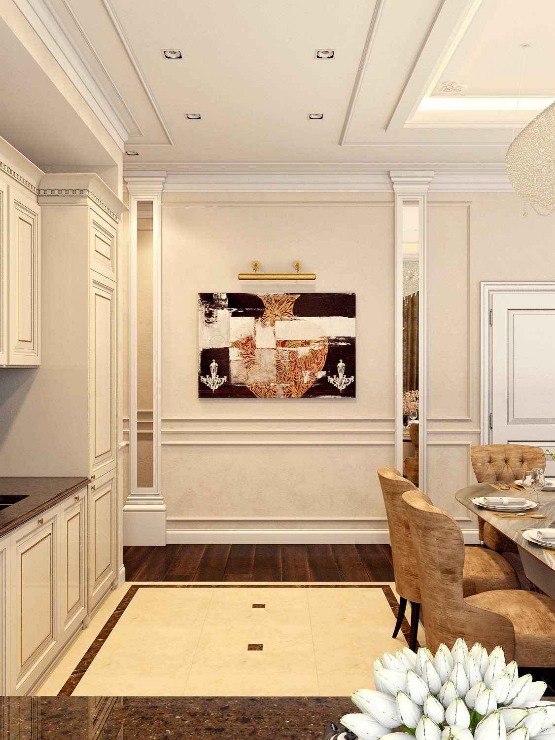 Интерьер в пастельных тонах в ЖК "Новая История"