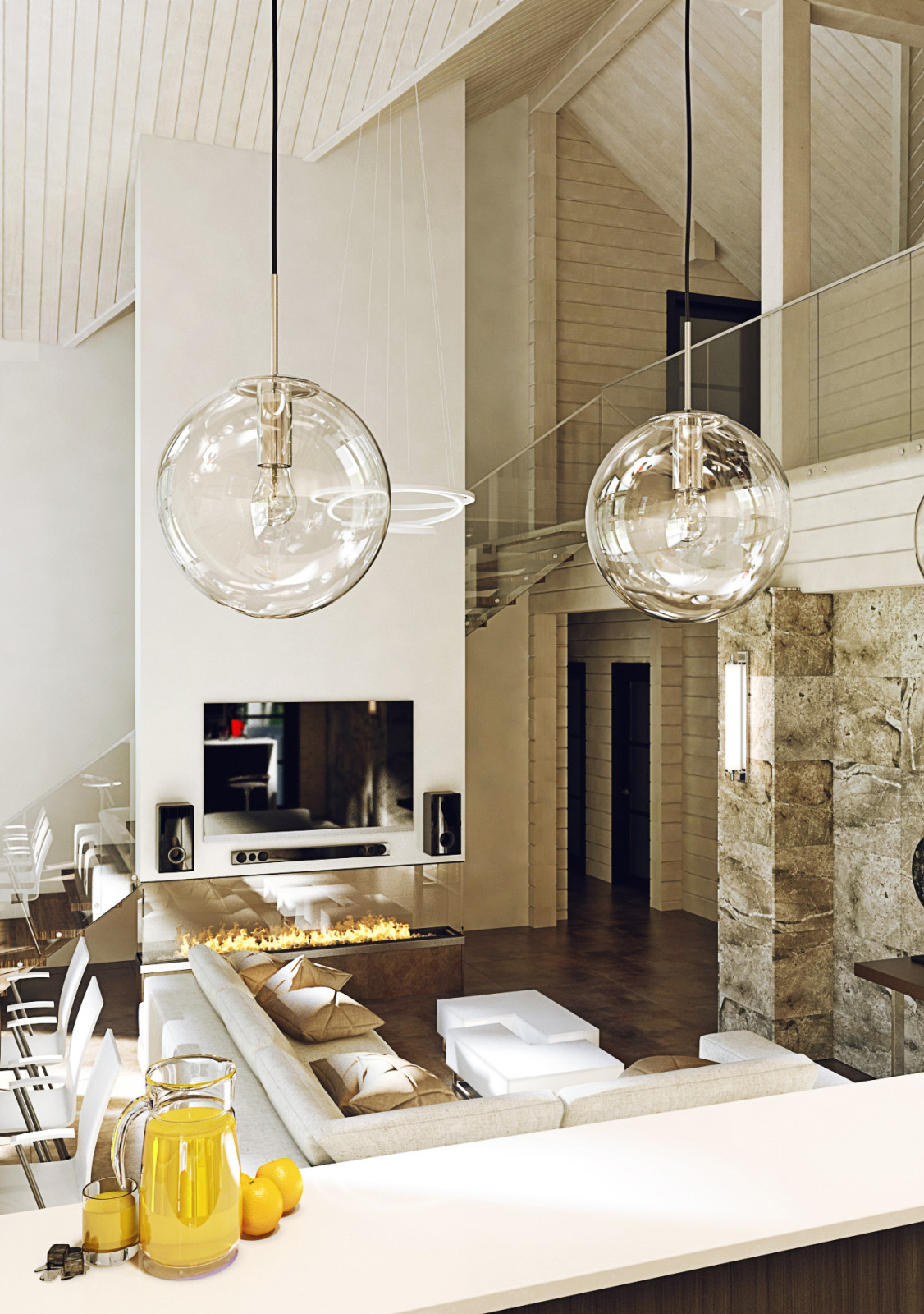 Интерьер дома из клееного бруса