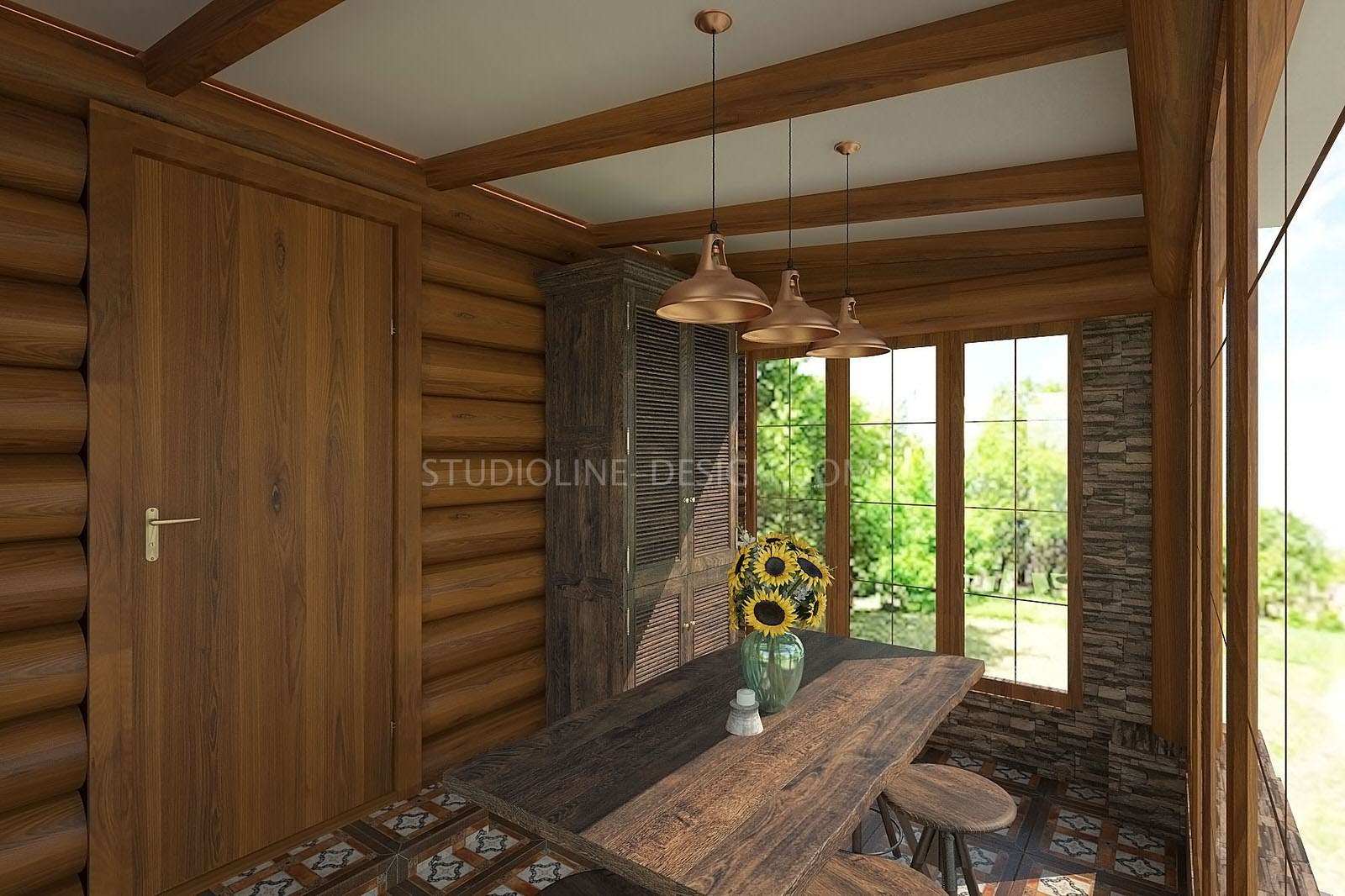 Дизайн интерьера дачи из сруба