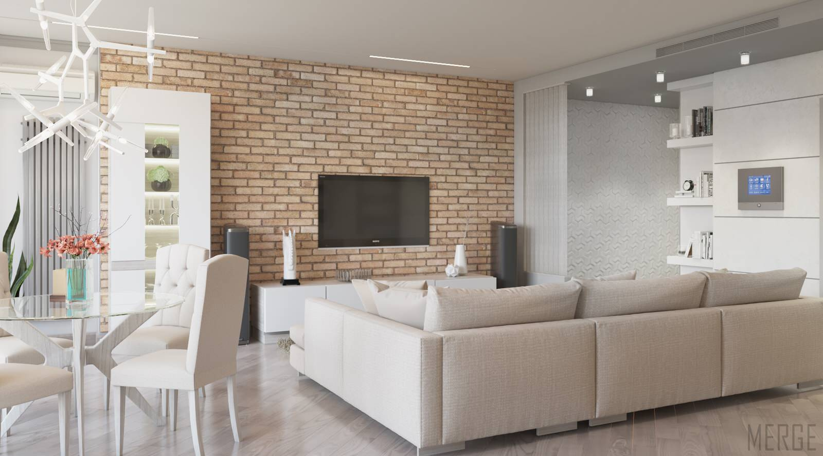 Минималистичная двухкомнатная квартира с видом на ЖД вокзал в Одессе 80м²