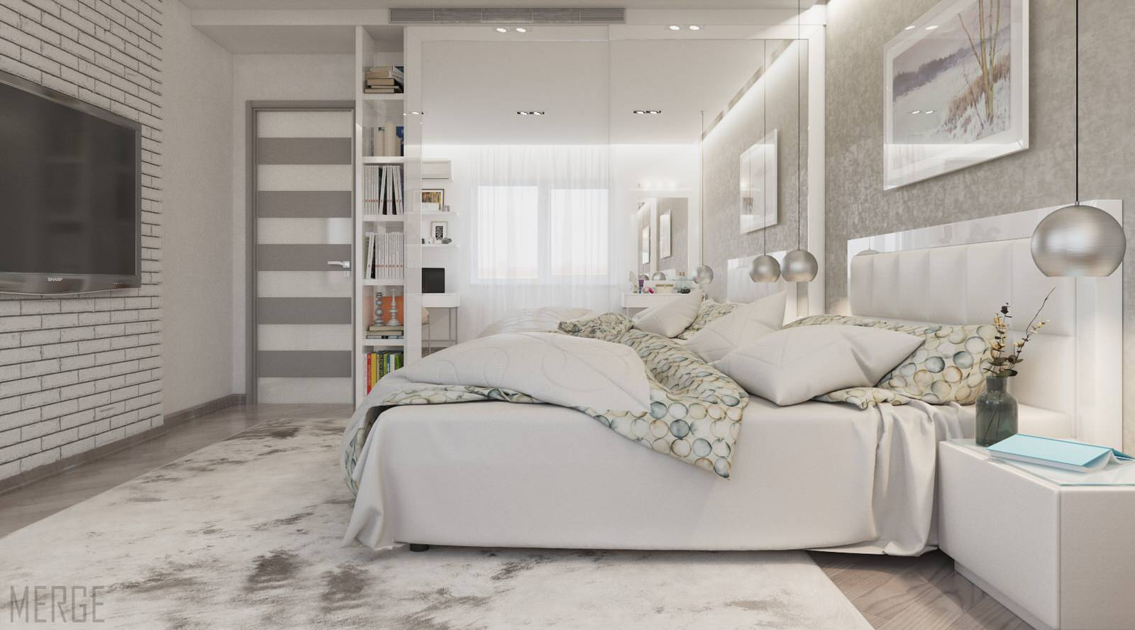 Минималистичная двухкомнатная квартира с видом на ЖД вокзал в Одессе 80м²