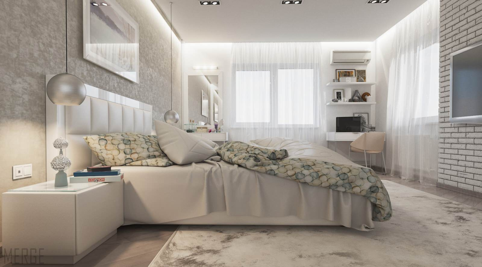 Минималистичная двухкомнатная квартира с видом на ЖД вокзал в Одессе 80м²