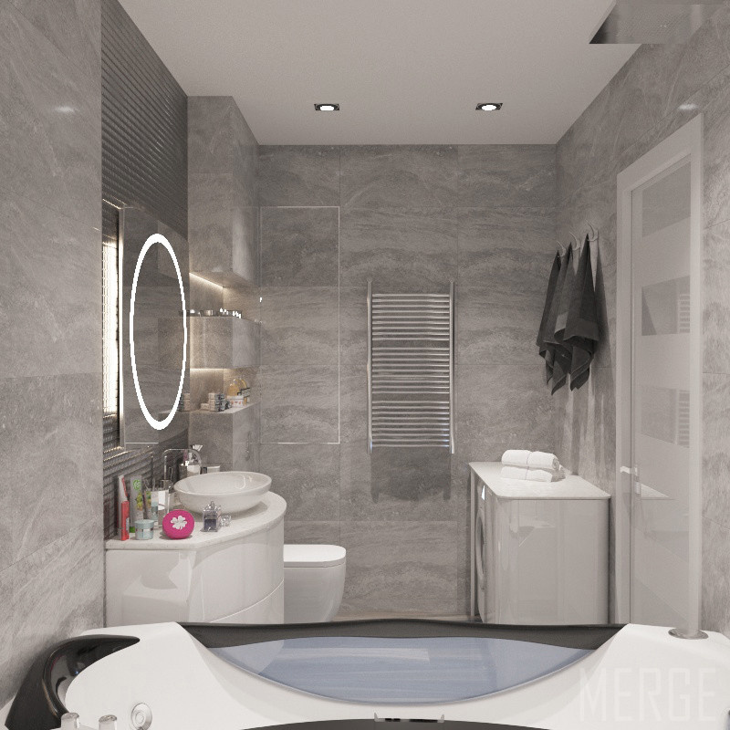 Минималистичная двухкомнатная квартира с видом на ЖД вокзал в Одессе 80м²