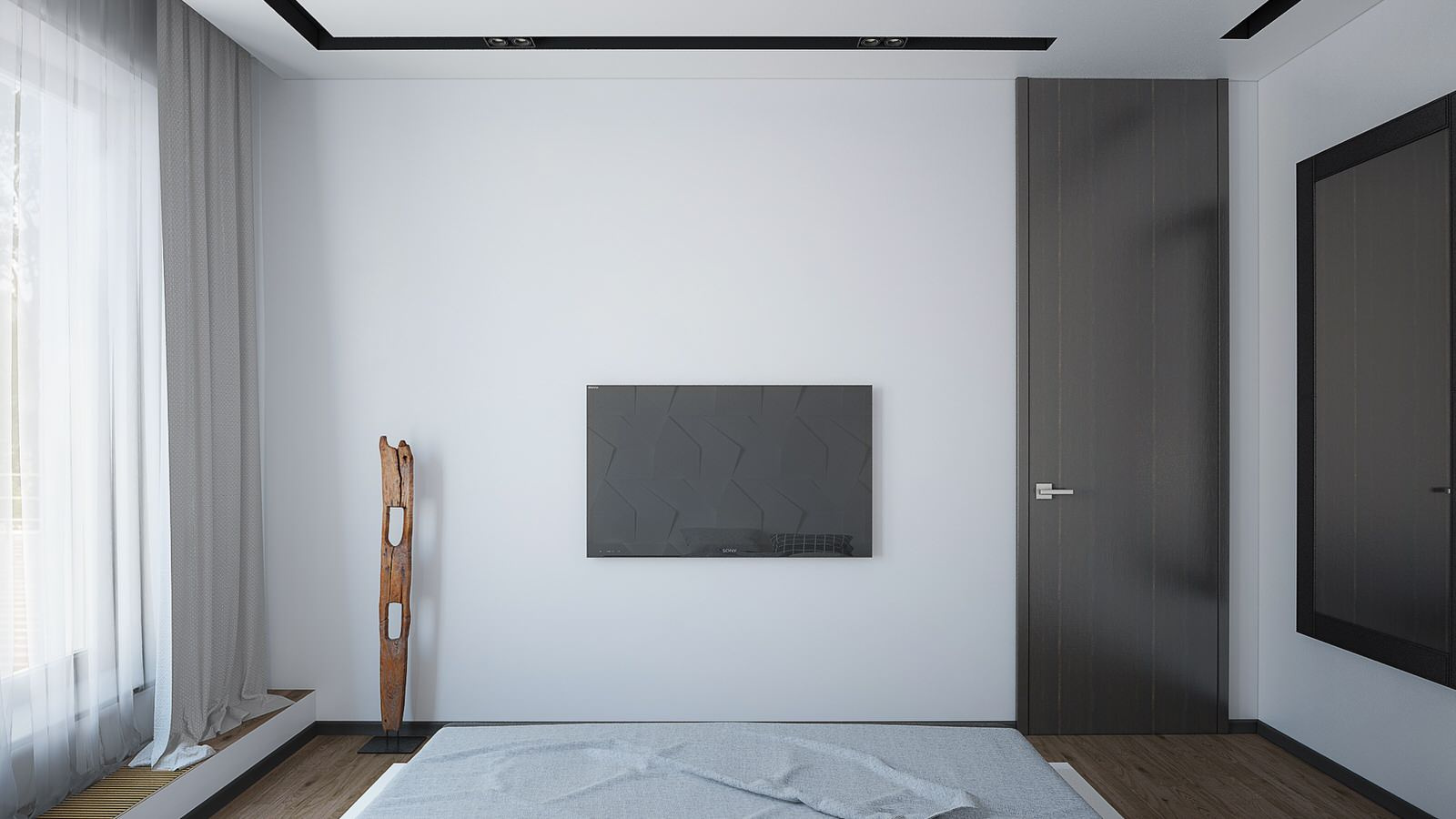 Черно-белый дизайн интерьера спальни