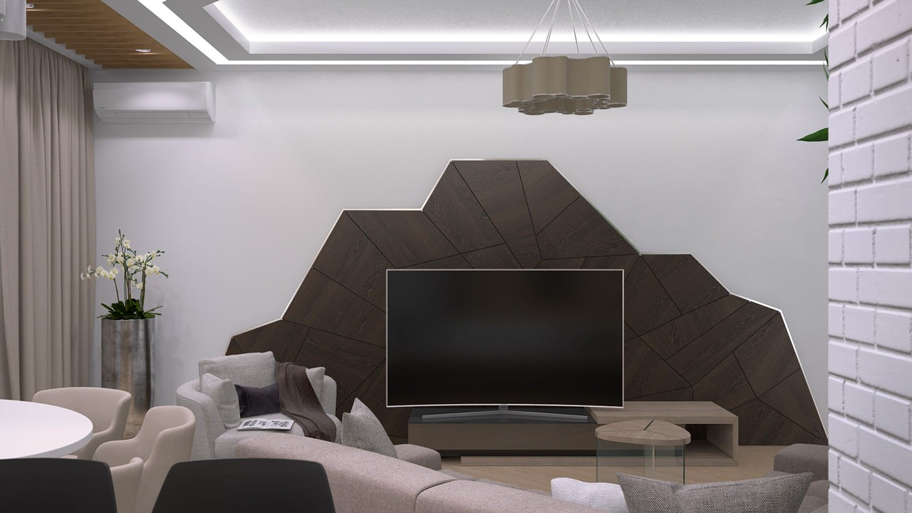 Дизайн гостиной-кухни в современном стиле