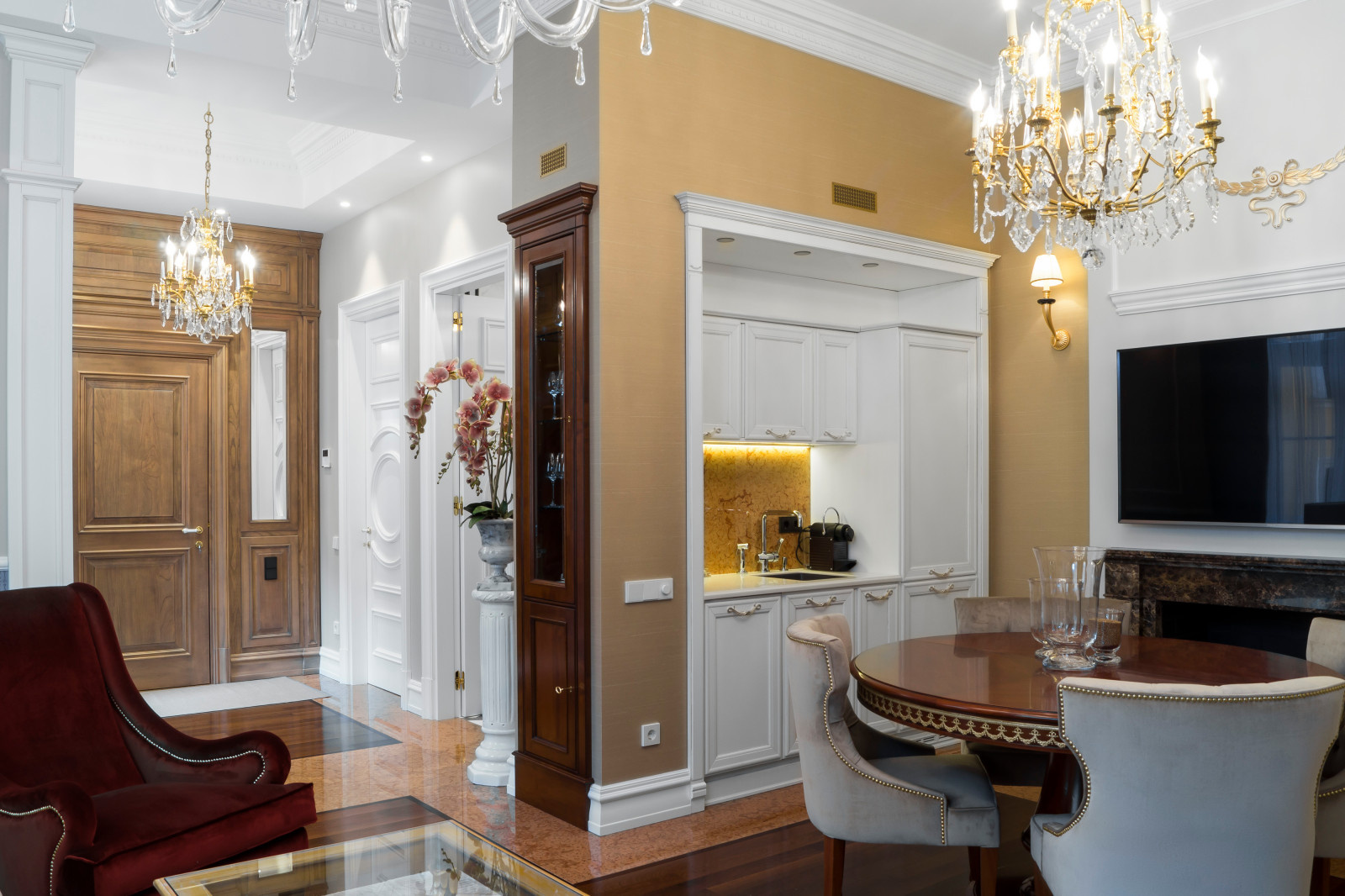 Luxury apartment open kitchen and hall