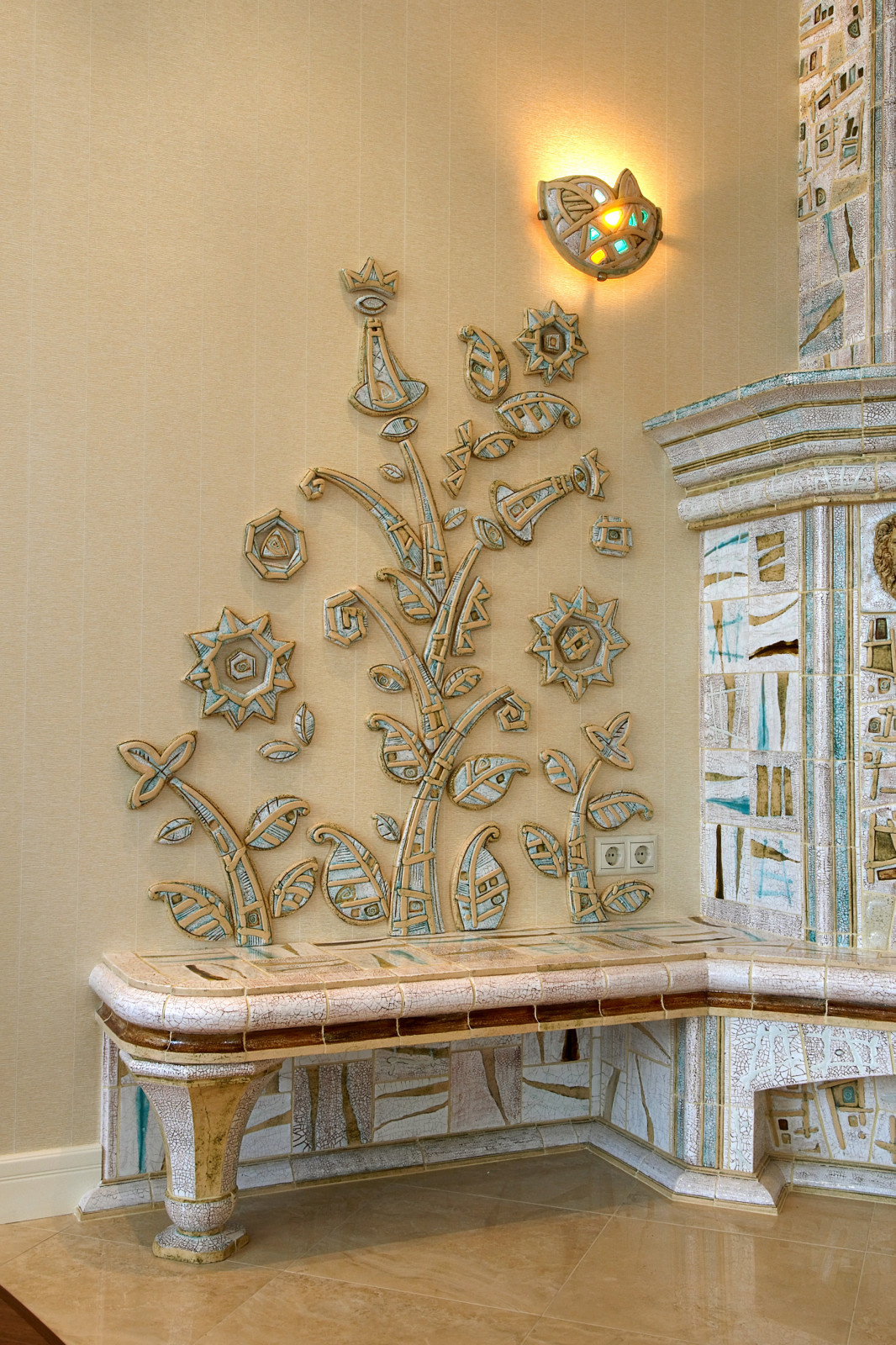 Камин "Лев зимой".