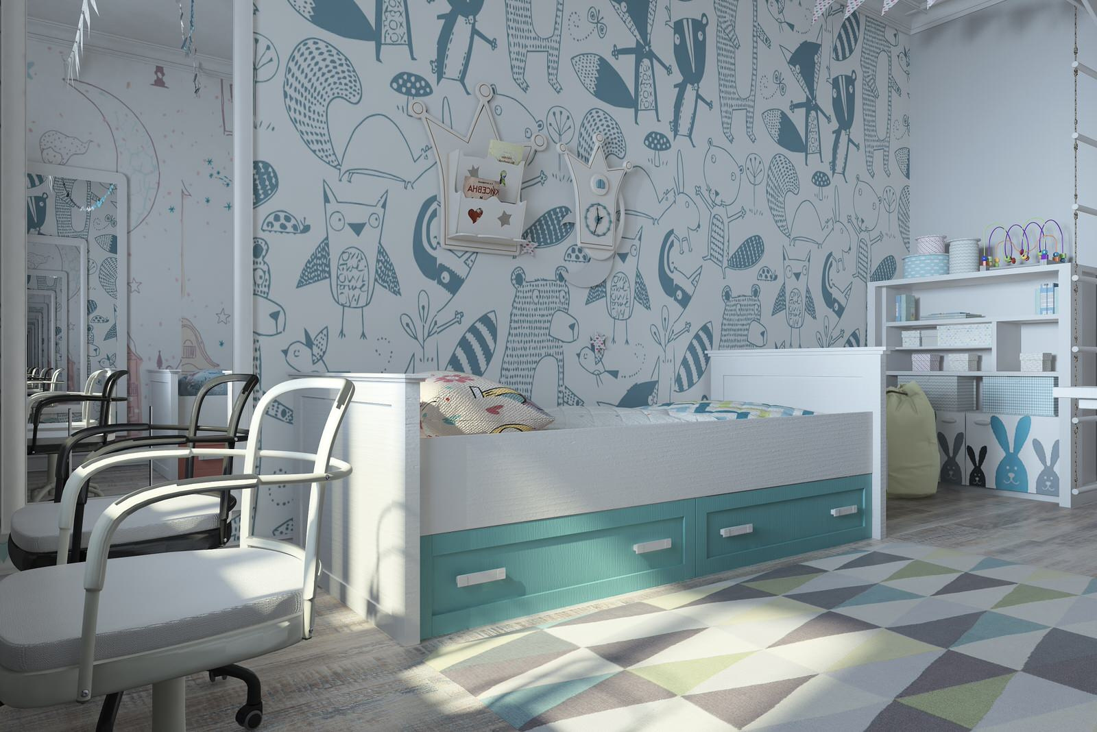 Дизайн детской для 2 детей,проект 3-х комнатной квартиры Спб