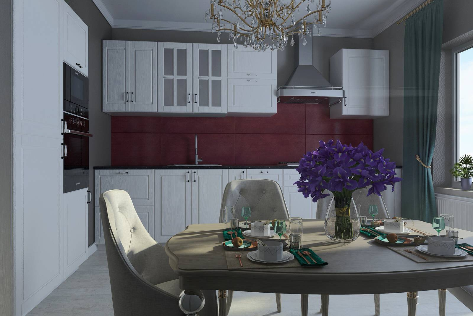 Дизайн Кухни проект 3-х комнатной квартиры