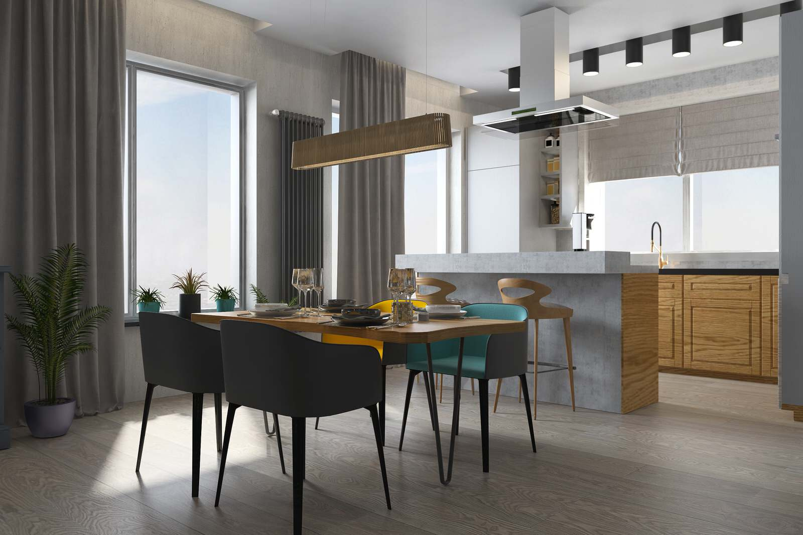 Дизайн кухни гостиной в 4-х комнатной квартире