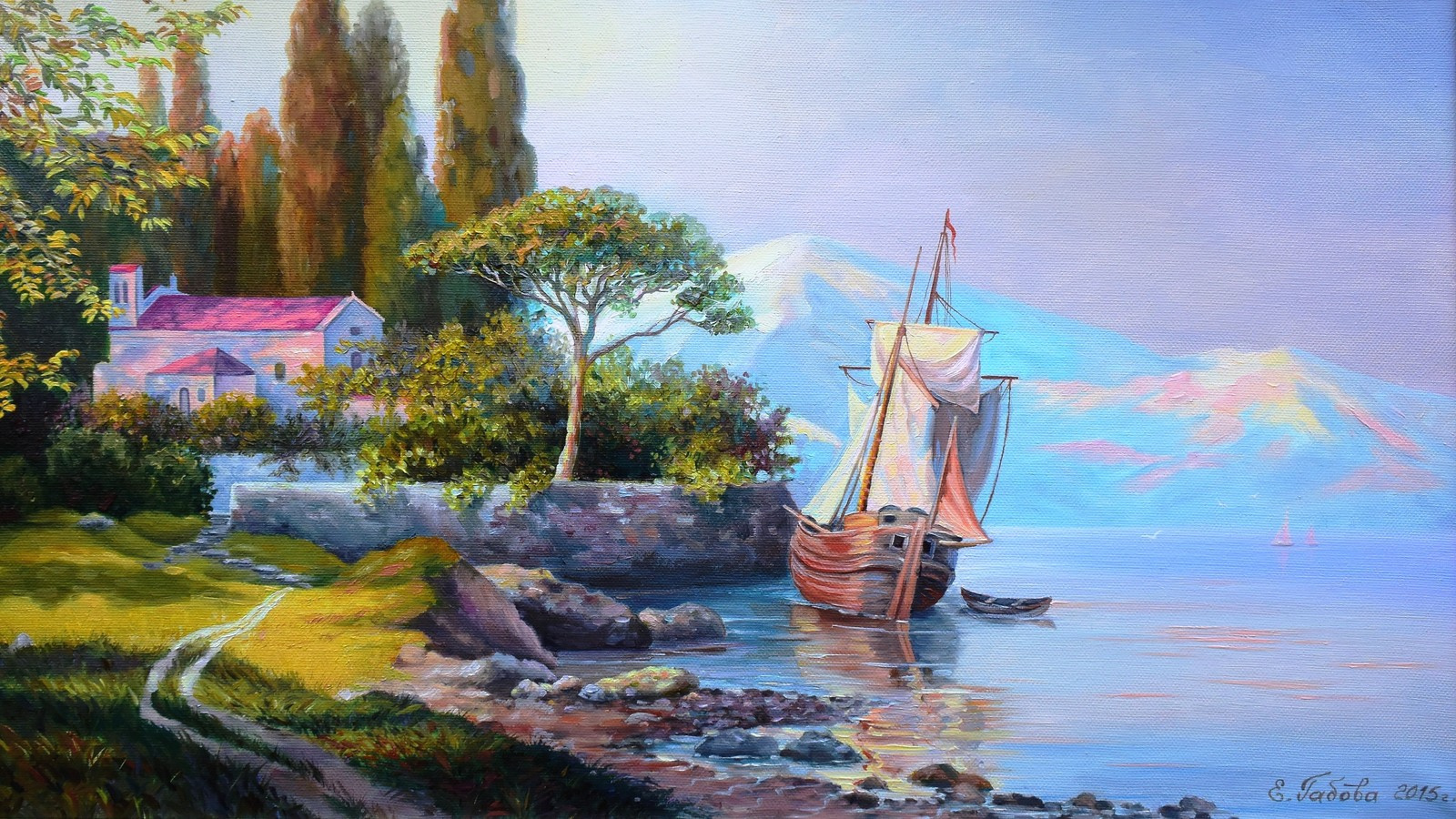 Обложка проекта: Картина маслом "Средиземноморский пейзаж"