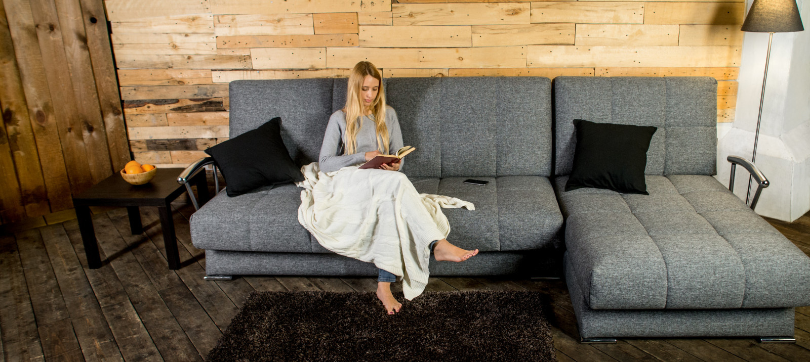 Дудинка диван угловой Рогожка Натура серый