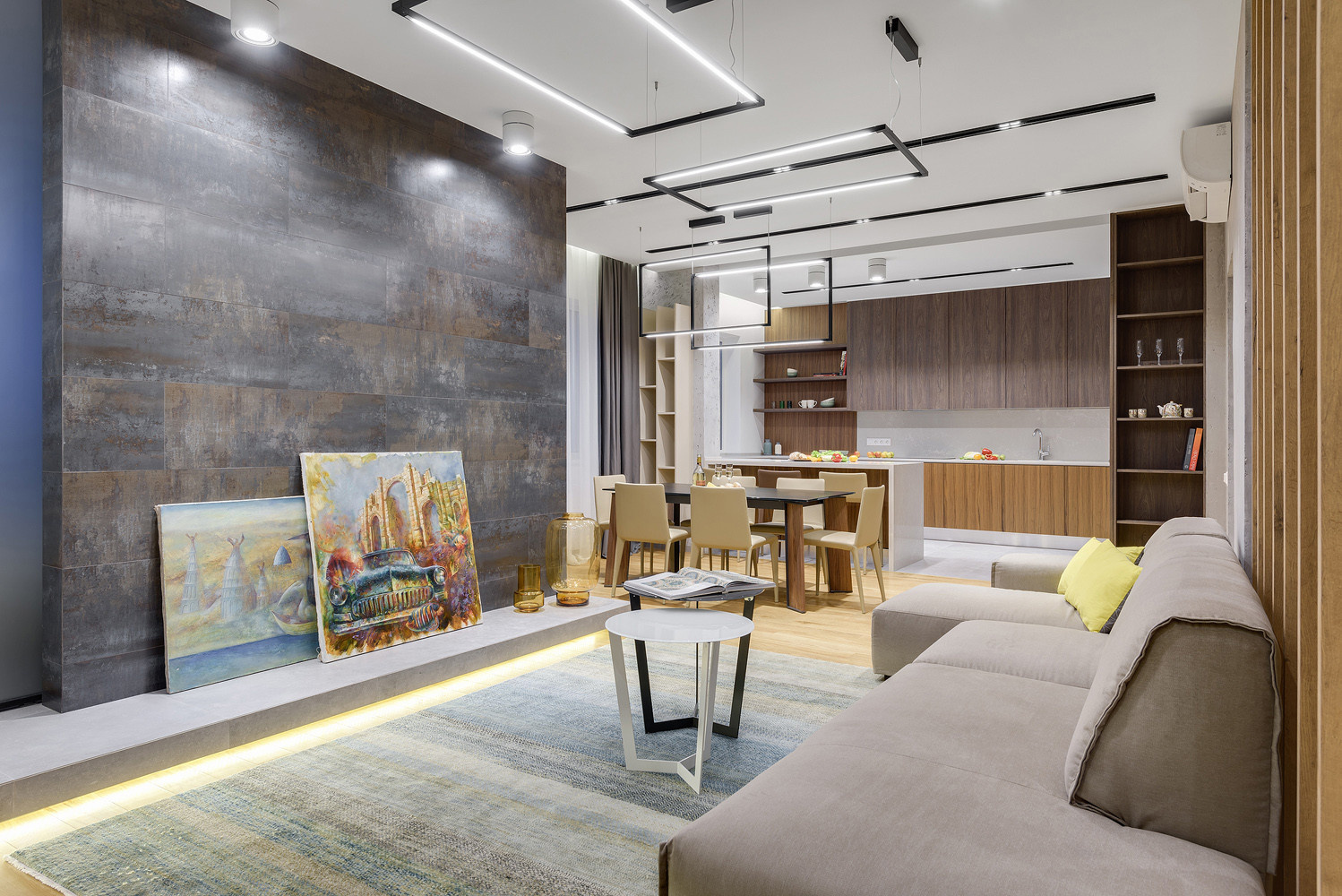 Мягкий свет и авторские арт-обьекты в интерьере