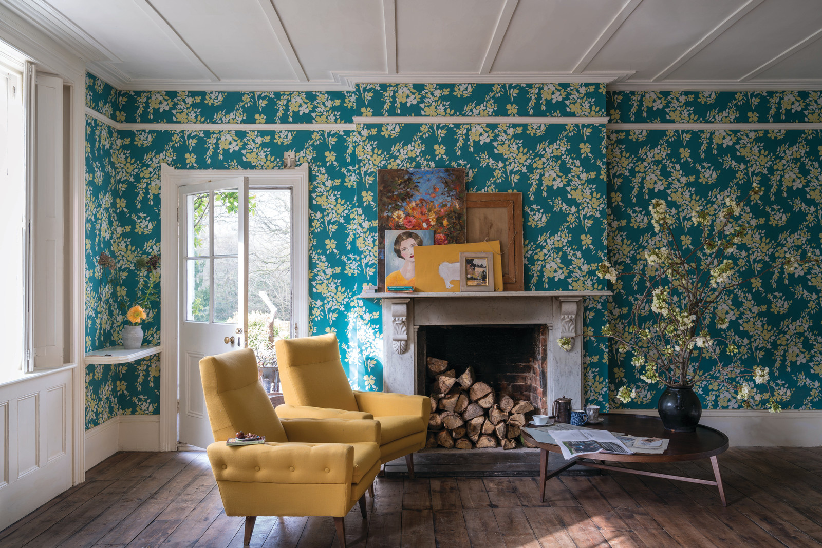 Цветочные обои Farrow&Ball