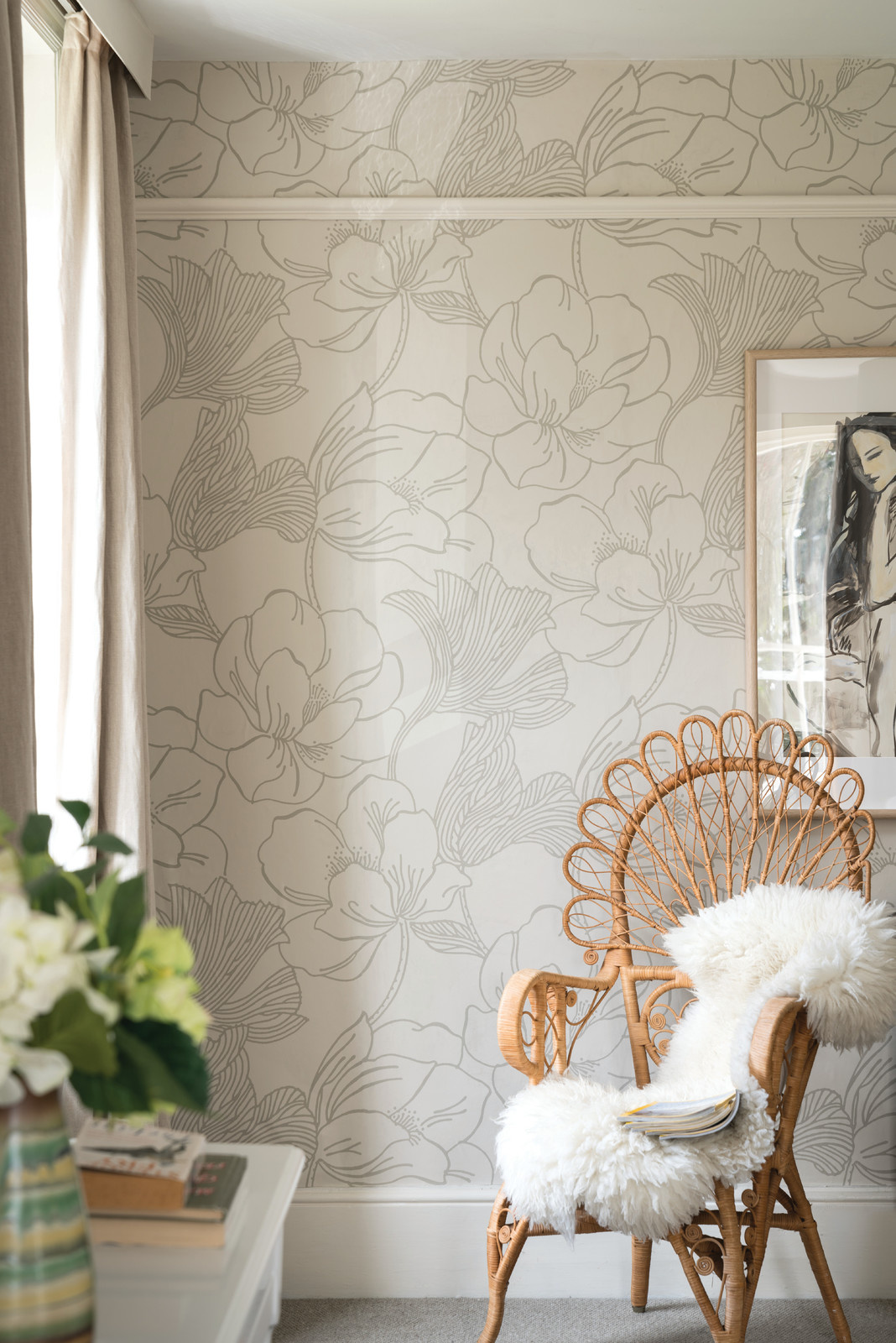 Цветочные обои Farrow&Ball