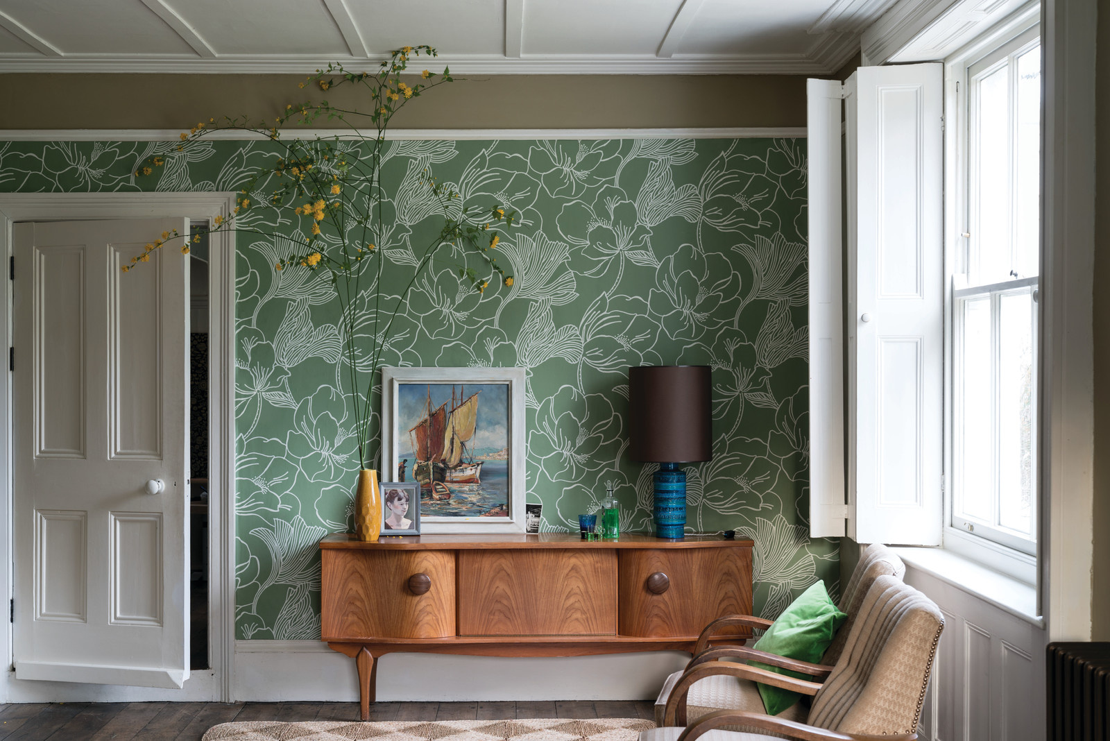 Цветочные обои Farrow&Ball