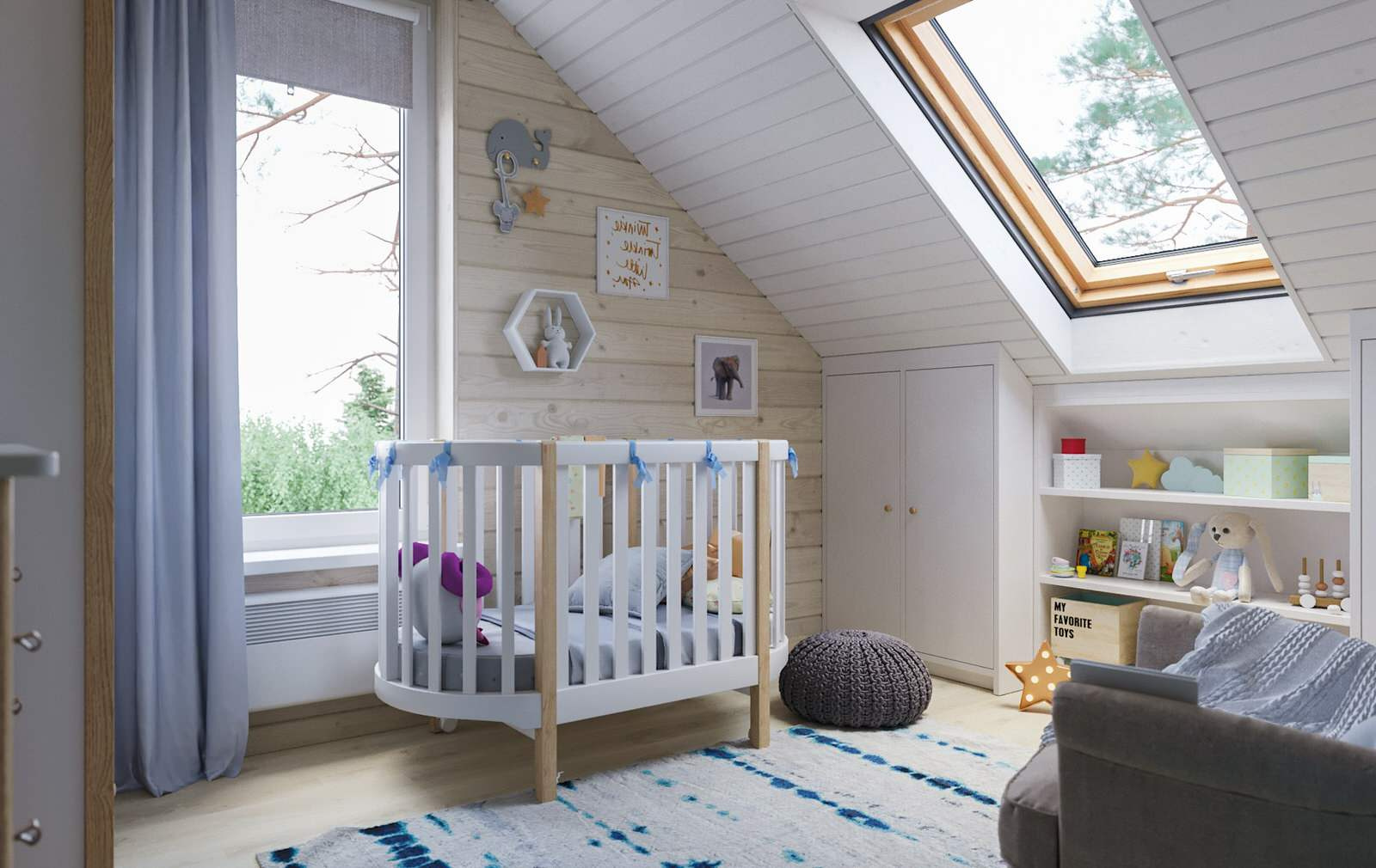 Мансардный этаж в сканди стиле