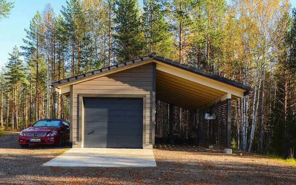 Гараж с навесом (каркасник)