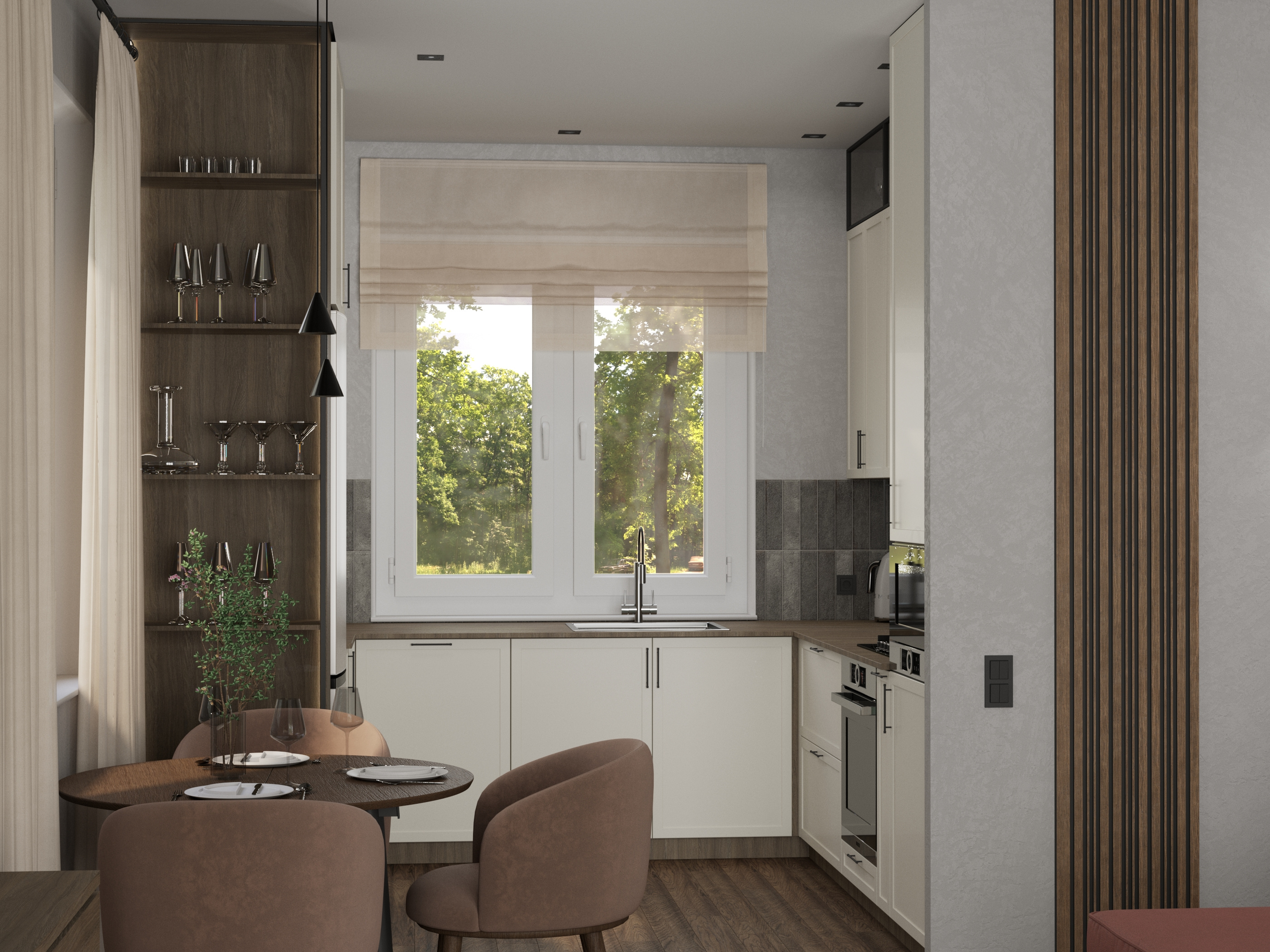 Дизайн-проект небольшого дома (кухня-гостиная-коридор)