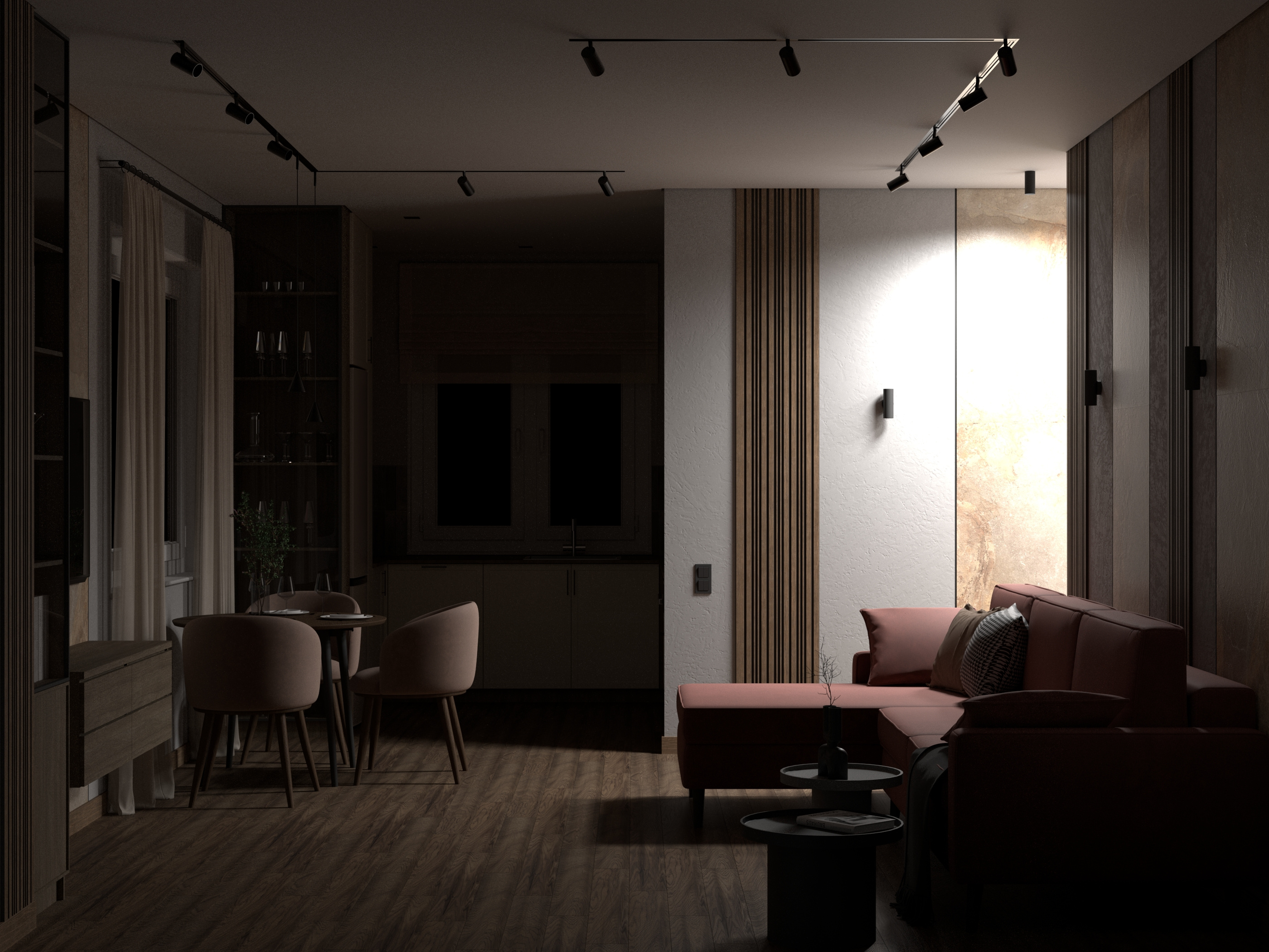 Дизайн-проект небольшого дома (кухня-гостиная-коридор)