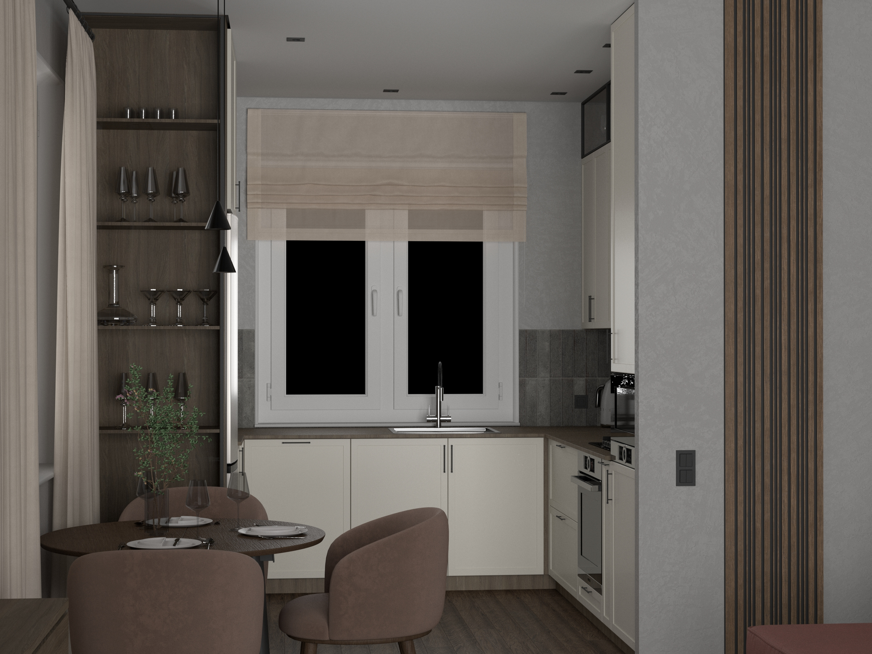 Дизайн-проект небольшого дома (кухня-гостиная-коридор)