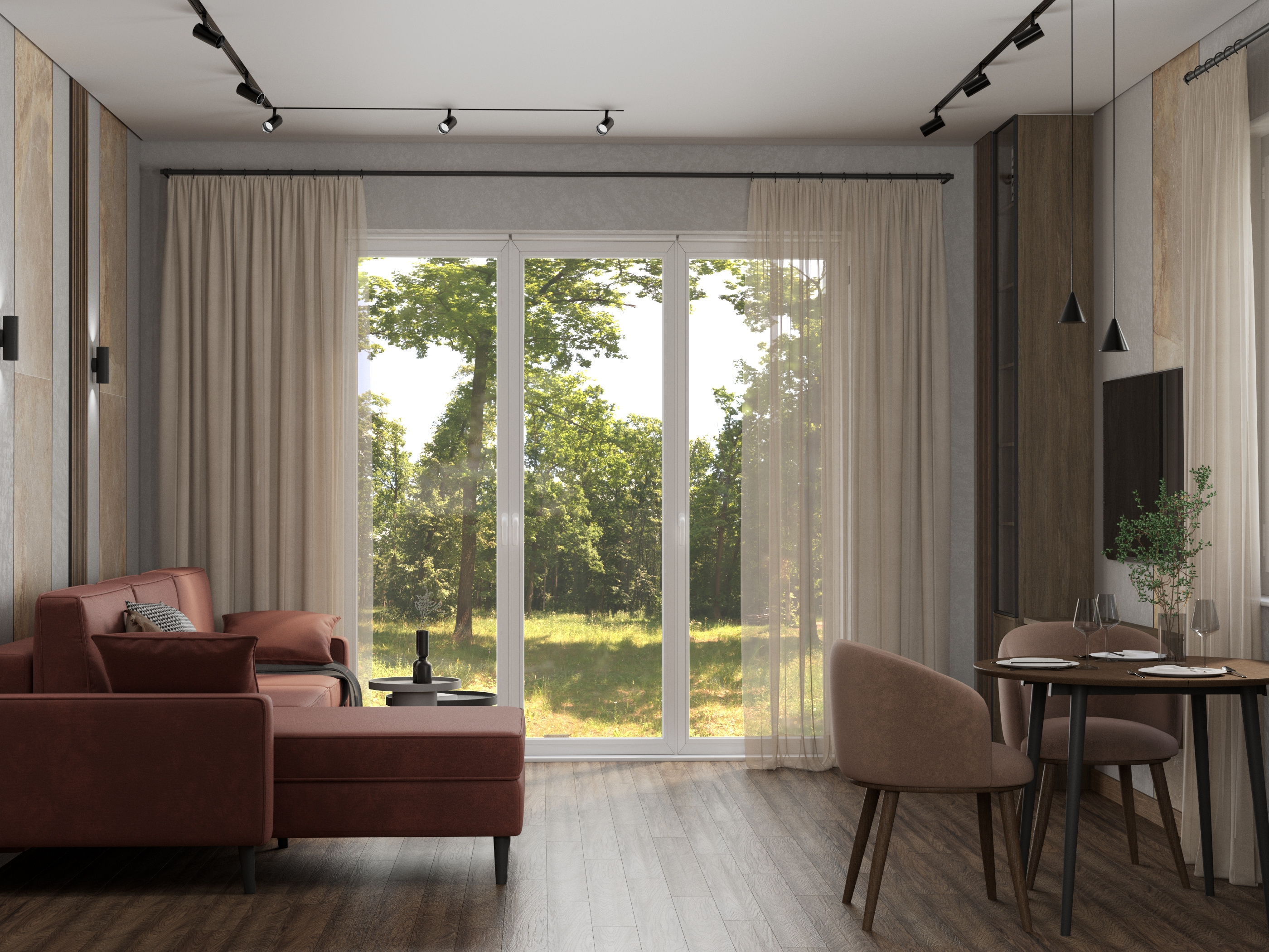 Дизайн-проект небольшого дома (кухня-гостиная-коридор)