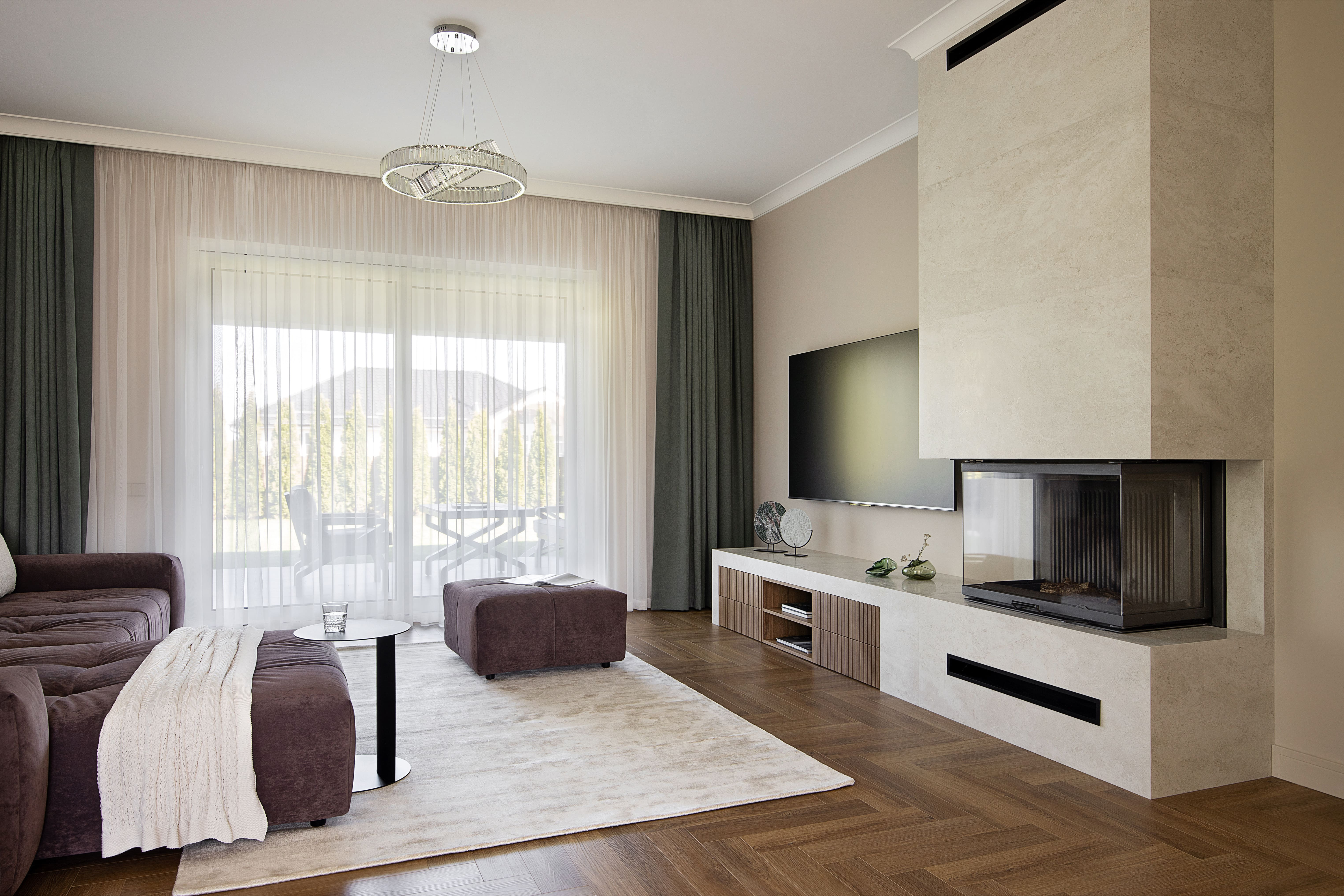 Реализация дома в пригороде (кухня-гостиная)