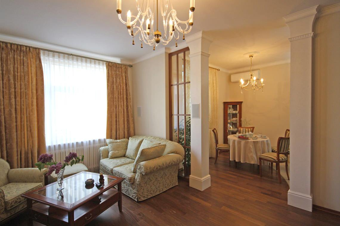 РЕСПЕКТАБЕЛЬНЫЙ ИНТЕРЬЕР КВАРТИРЫ В Ж/К "ШУВАЛОВСКИЙ"