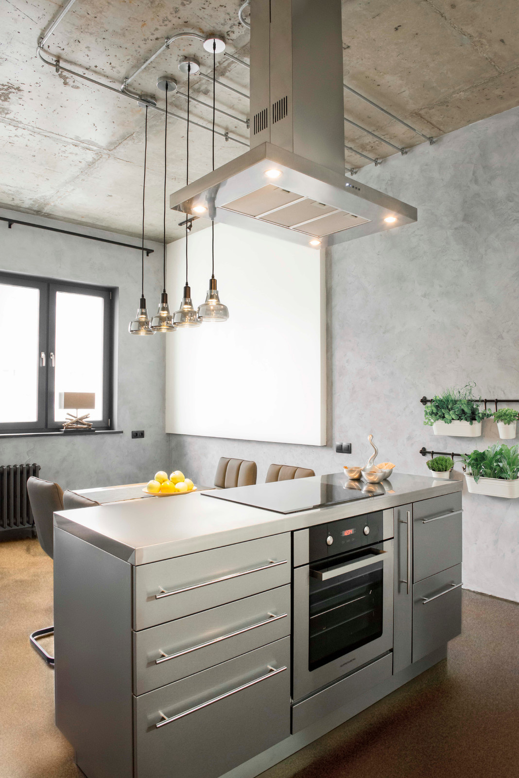 LOFT + кухня из нержавеющей стали