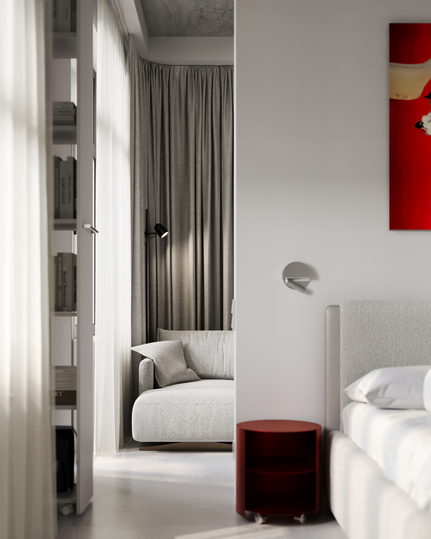 Обложка проекта: Апартаменты ЖК "Савеловский сити". Монохром и красный.