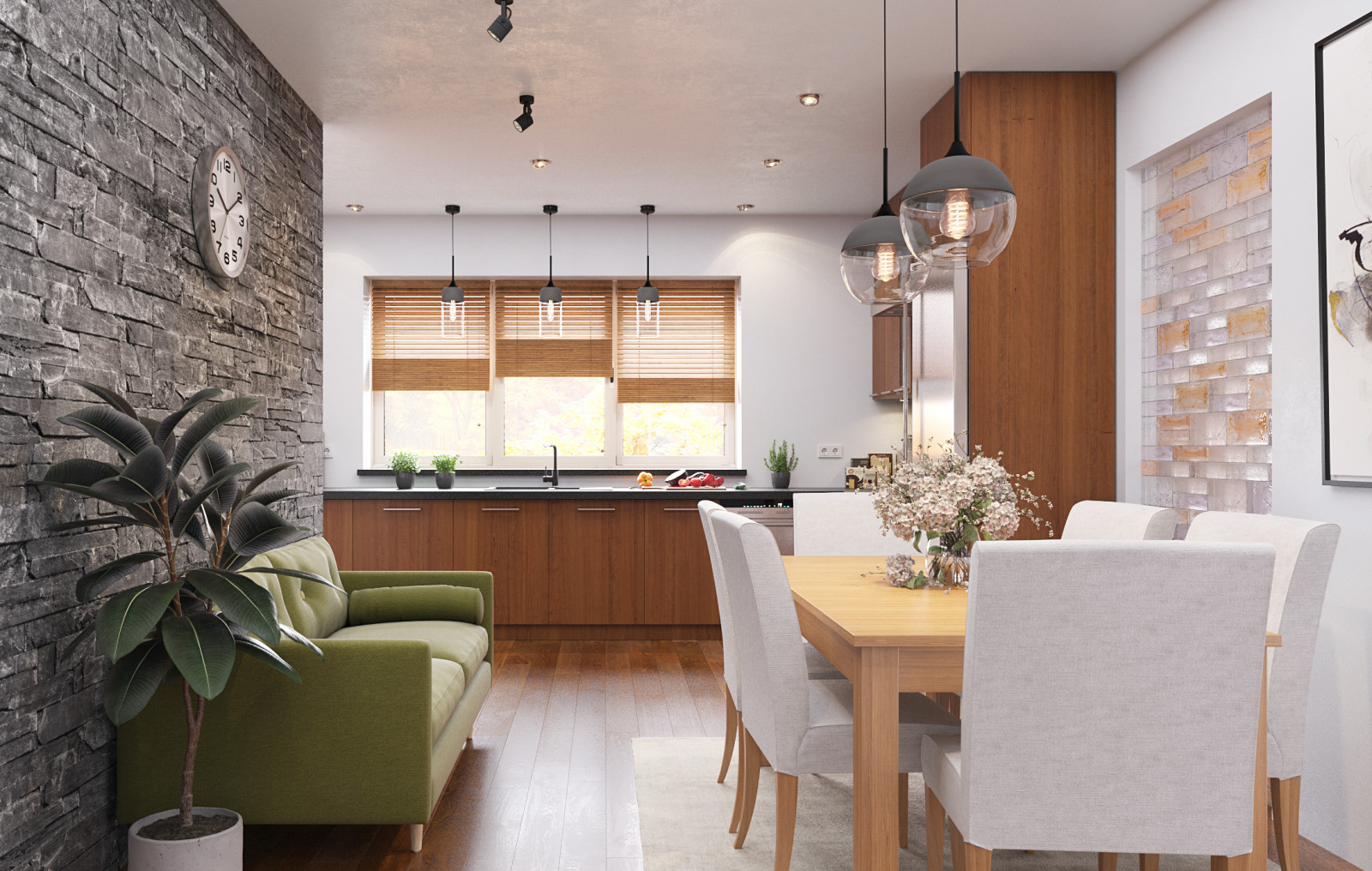 Кухня-столовая в загородном доме