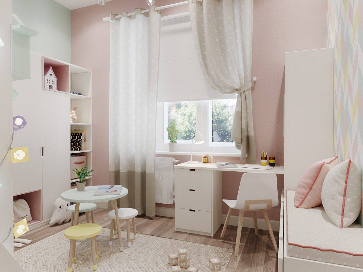 Детская для девочки в пастельных тонах