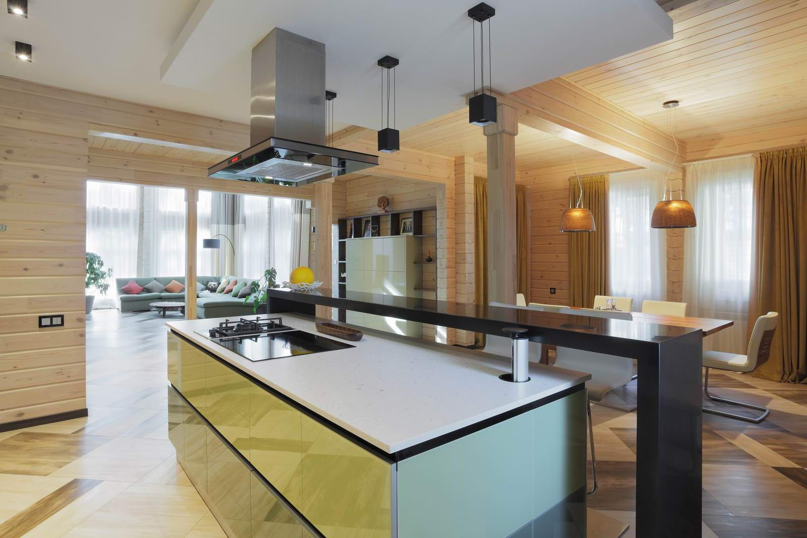 Дом из клееного бруса с кухней от Scavolini