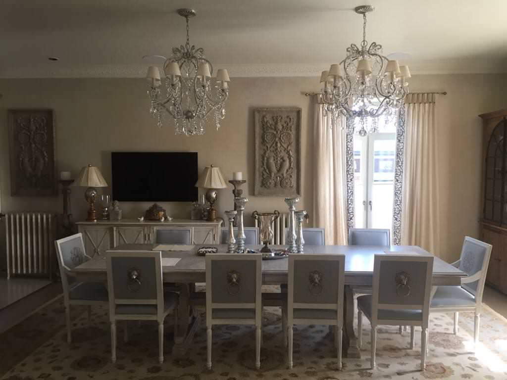 Дизайн-проект загородного дома, гостиная, столовая