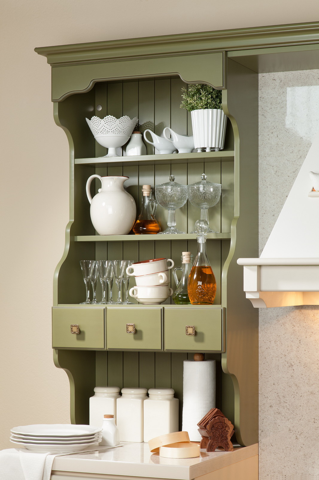 Кухонный гарнитур "Элина" нефрит/белый велюр