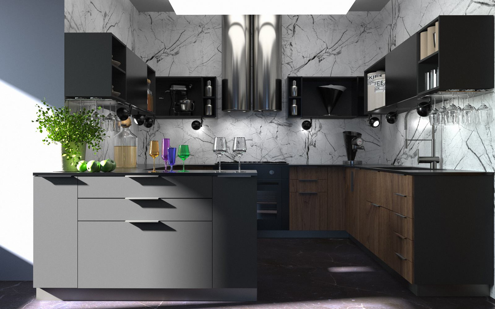 Кухня. Апартаменты для двоих в Доломитах, Италия.