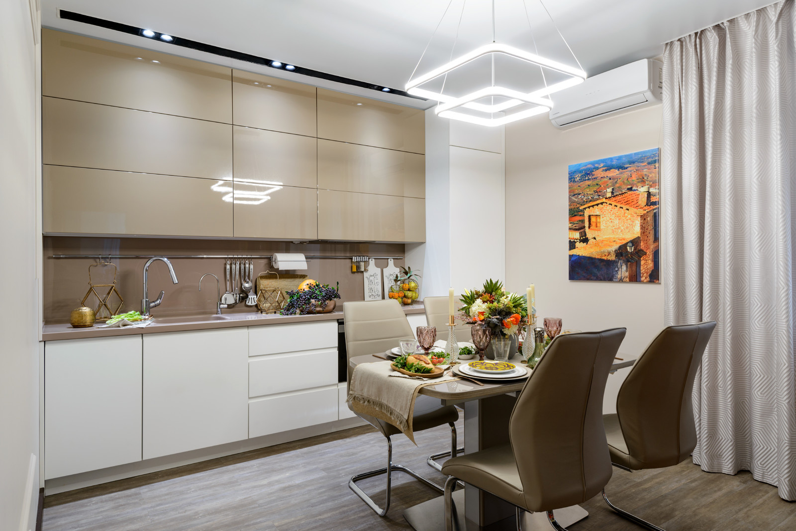 Гостиная квартиры 86 м2 в ЖК Гагаринский