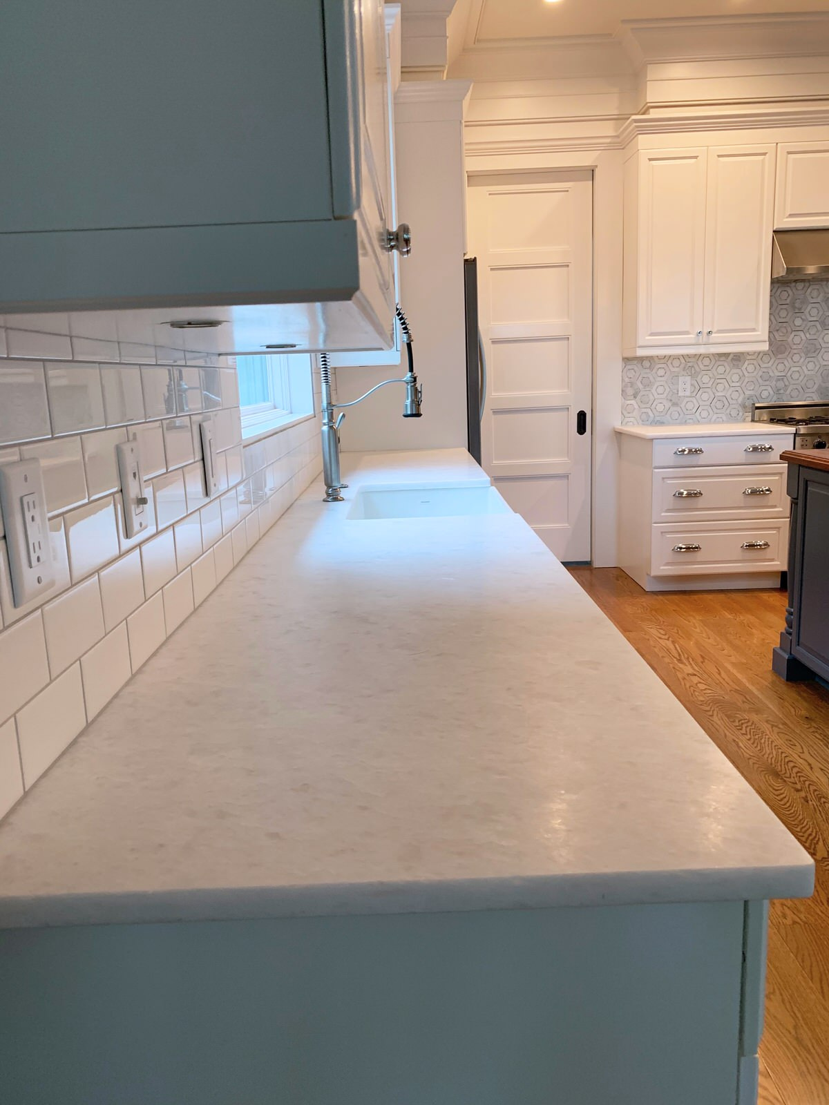 Opal white honed marble